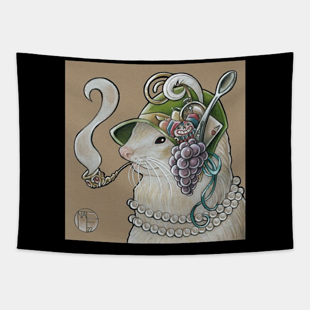 Flapper Ferret - 1920s Style Tapestry by Nat Ewert Art