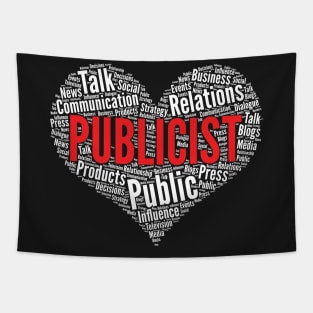 Publicist Heart Shape Word Cloud Design design Tapestry