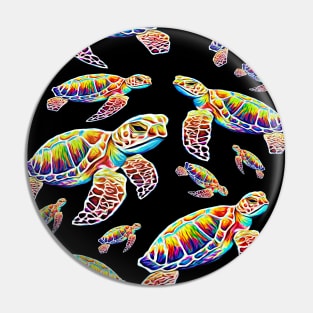 Rainbow Sea Turtles Design Pin