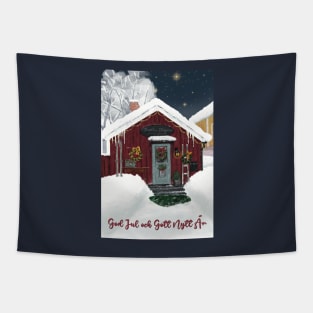 Christmas Greeting card from the old part of Jakobstad called Skata.Swedish text 2 Tapestry