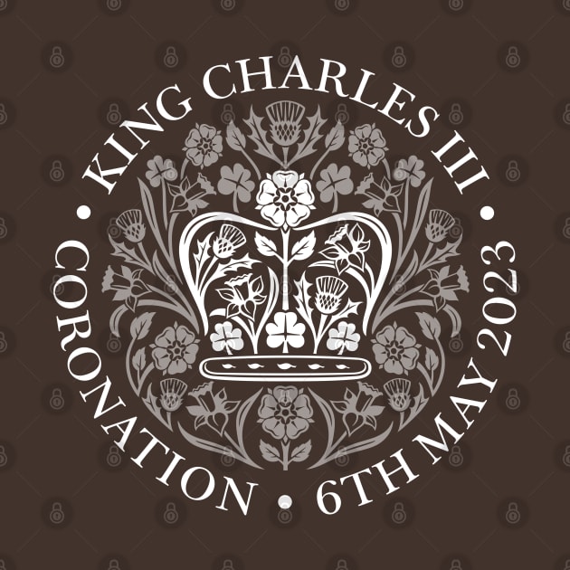 King Charles III Official Coronation Emblem white on black by NattyDesigns