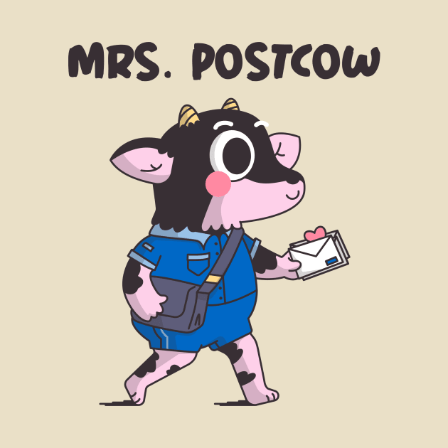 pink cow delivering mail - postcow by maggzstyle