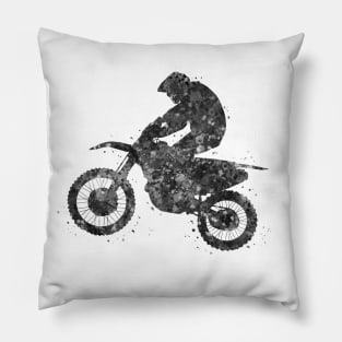 Motocross dirt bike black and white Pillow