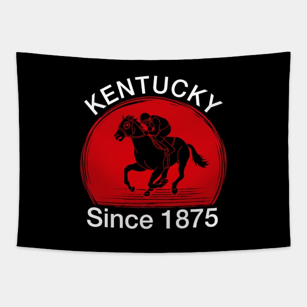 Kentucky Since 1875 Derby Day Tee, Funny Derby Suit Kentucky Jockey Silhouette Design Tapestry by Printofi.com