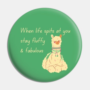 Lispe Alpaca Llama Vicuna Stay Fluffy & Fabulous Seated Pin