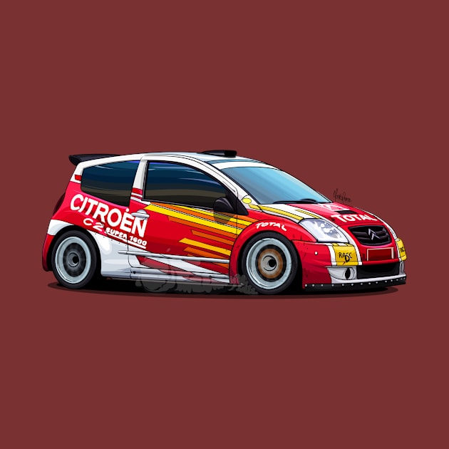 Citroen C2 S1600 Illustration by Mario Ramos Rally Art