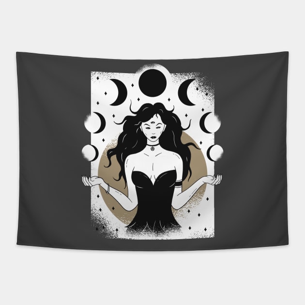 Lunar Goddess Illustration Tapestry by MimicGaming