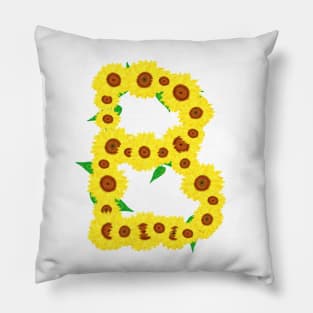 Sunflowers Initial Letter B (White Background) Pillow