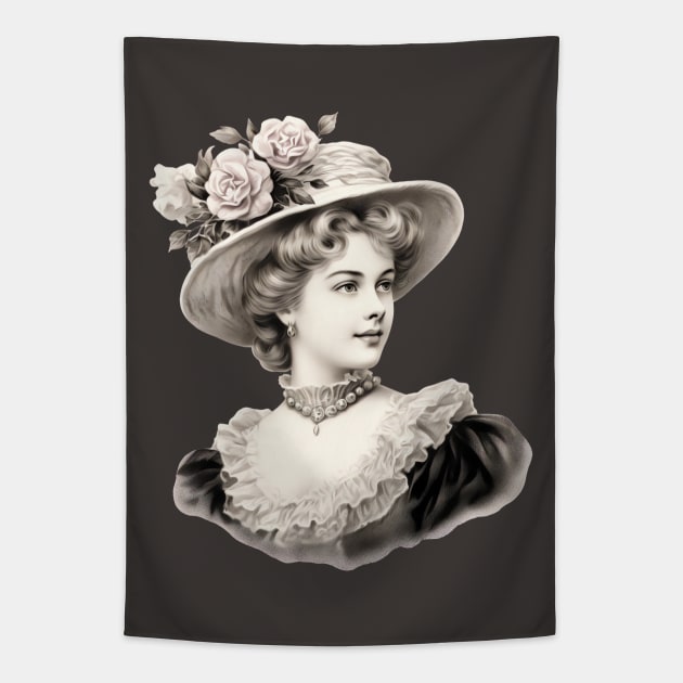 Victorian Era Lady Portrait Tapestry by AI Art Originals