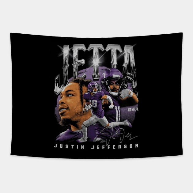 Justin Jefferson Minnesota Jetta Vintage Tapestry by ClarityMacaws