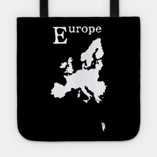 Europe, white map and name. Tote