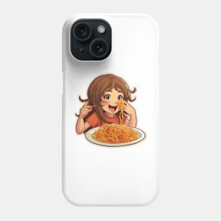 Cute Girl Eating Spaghetti Phone Case