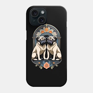 Art Nouveau Lover Pugs Dogs Art Phone Case