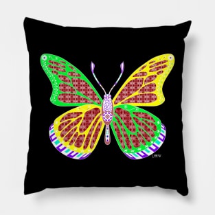 magic dust butterfly ecopop kawaii bug in mexican patterns art Pillow