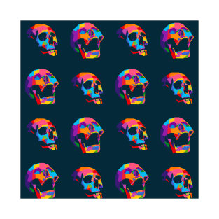 Skull Skull Pattern Wpap Style Blue Background T-Shirt