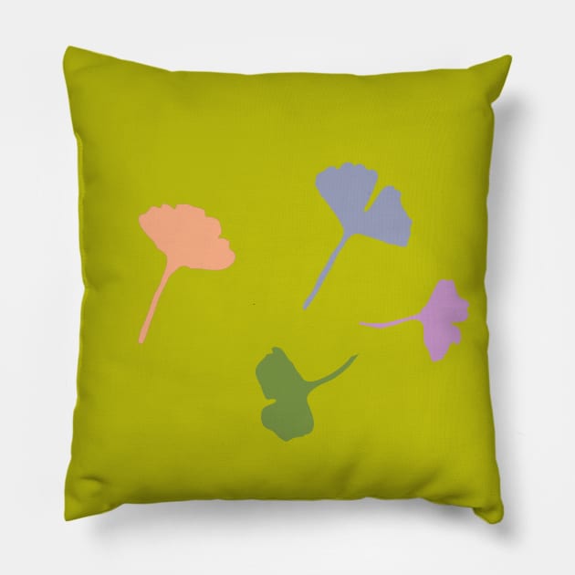 Ginkgo biloba leaves Pillow by Slownessi