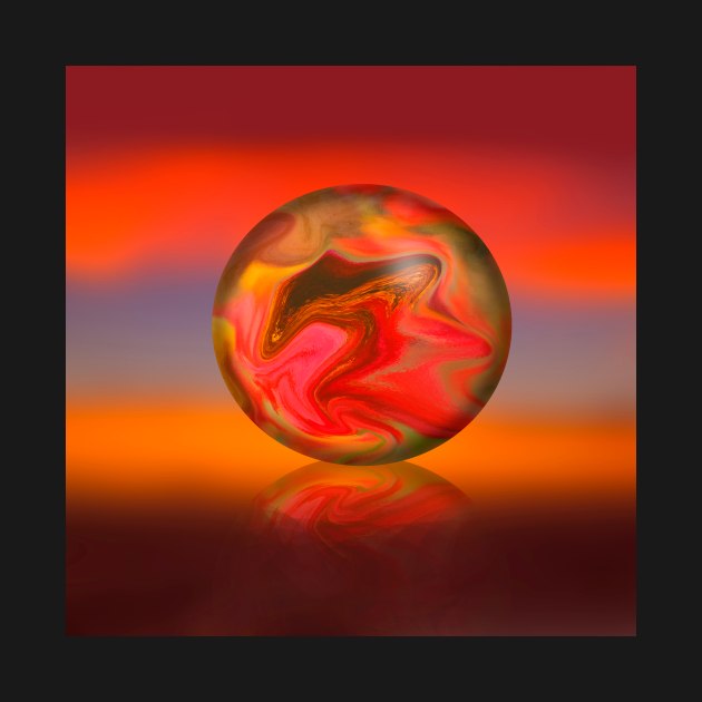 Sunset sky background with digital sphere by RosNapier