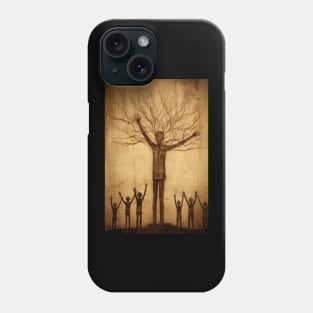 Slender Man and Kids Painting - Mysterious Childhood Encounter Phone Case