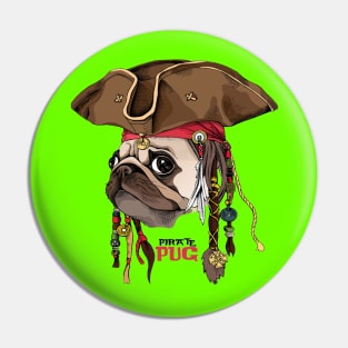 Portrait of a Pug in Pirate hat, bandana and with a dreadlocks Pin