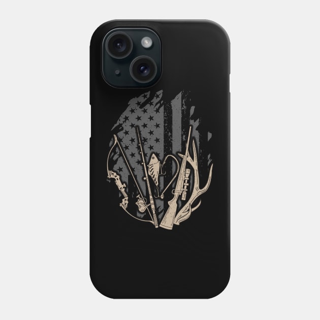 American Flag Fishing And Hunting Gifts Patriotic USA Hunter Phone Case by Proficient Tees