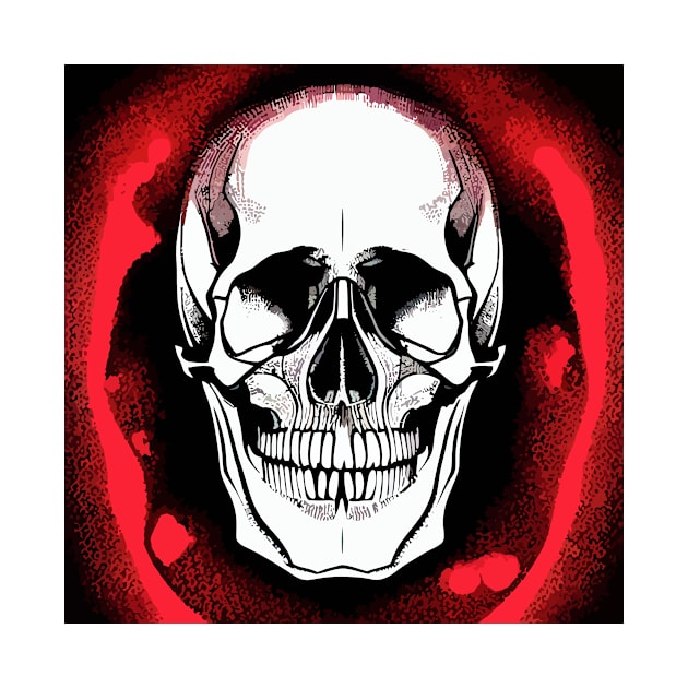 #SkullLove Skull Surrounded with Red by MindGlowArt