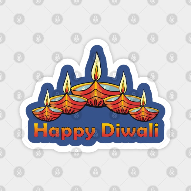 Happy Diwali Deepas Magnet by HolidayBug