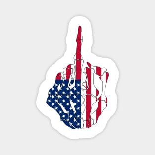 Skeleton Middle Finger United States Of America Flag Magnet