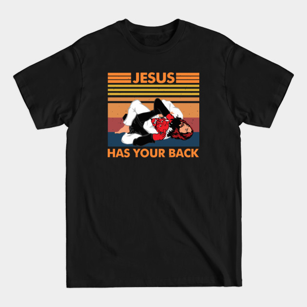 Discover JESUS HAS YOUR BACK ROLL DEVIL - FUNNY BRAZILIAN JIU JITSU - Jiu Jitsu - T-Shirt