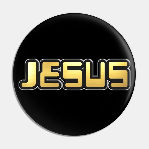 Shiny black and Gold JESUS word ver10 Pin by Donperion