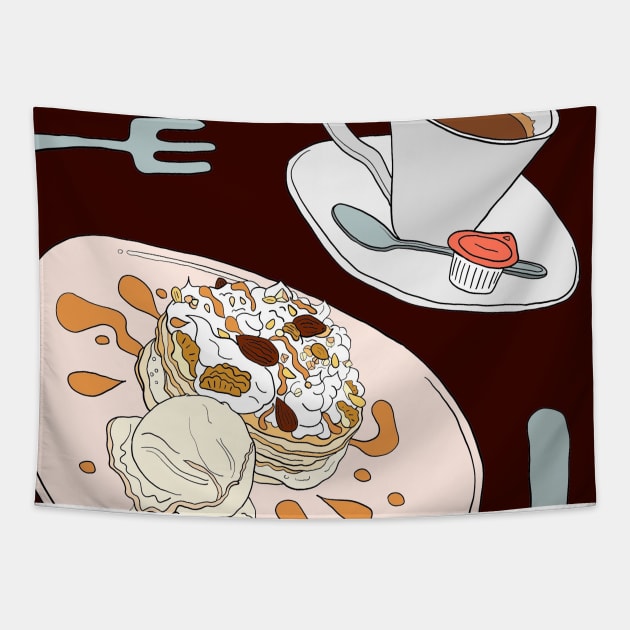 Crazy about nuts pancakes Tapestry by lamaisondulapino