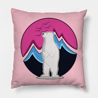 Polar bear with pink sky Pillow