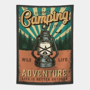 Summer Camping Time - Adventure Poster Tapestry