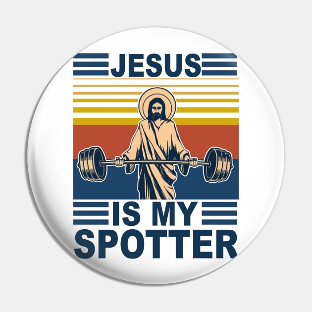 Fitness Jesus Is My Spotter Vintage Pin by Phylis Lynn Spencer