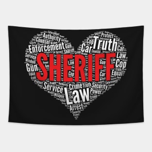 Sheriff Heart Shape Word Cloud Design product Tapestry