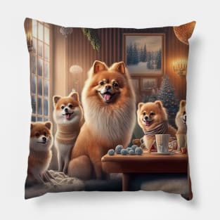 CHRISTMAS DOGS: pomeranian special christmas editio Pillow