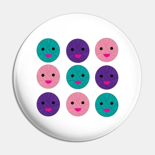 Balls of Yarn Kawaii Pink Purple Teal Pin