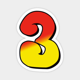 Number 3 red / yellow Magnet