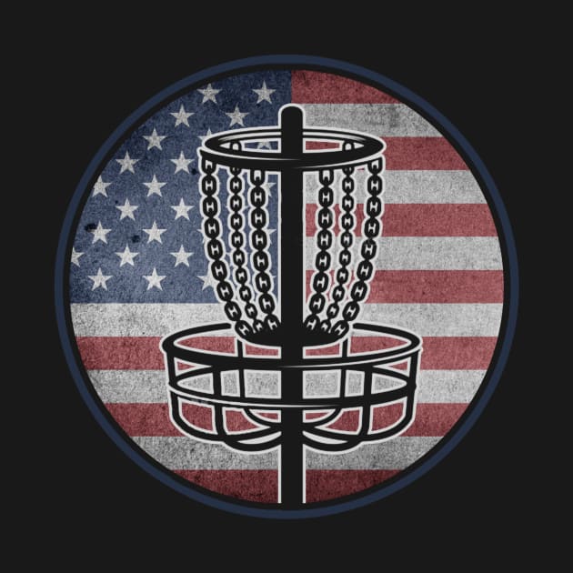 Funny Disc Golf Player USA American Flag by Visual Vibes