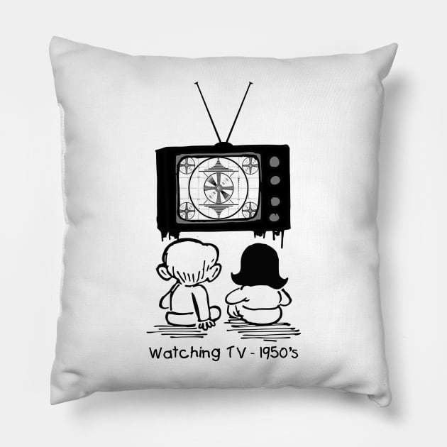 Watching the TV test pattern. 1950's Pillow by fiercewoman101