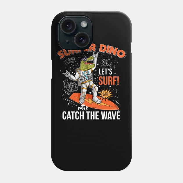 Surfer Dino Catch The Wave Phone Case by Mako Design 