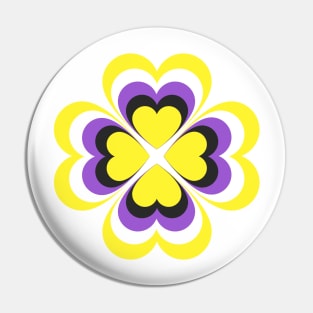 Non binary clover heart Pin