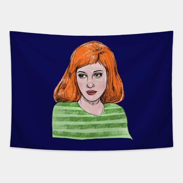 The Pensive Redhead Digital Sketchbook Drawing Pretty Lady Tapestry by Tessa McSorley