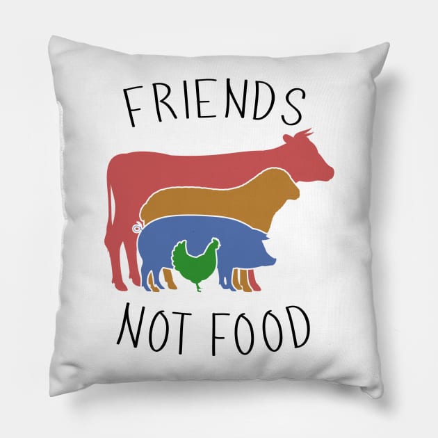 Friends Not Food - Vegan Farming Hippie Pillow by displace_design