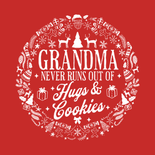 Grandma Never Runs Out Of Hugs and Cookies Ugly Christmas T-Shirt