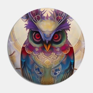 Pretty Art Deco Style Design of a Magic Wise Owl Pin