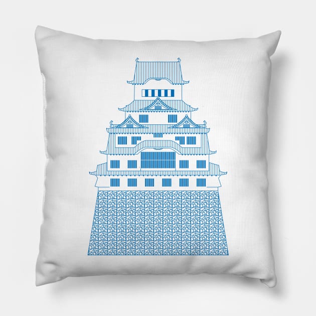 White Himeji Castle III Pillow by PabloDeChenez