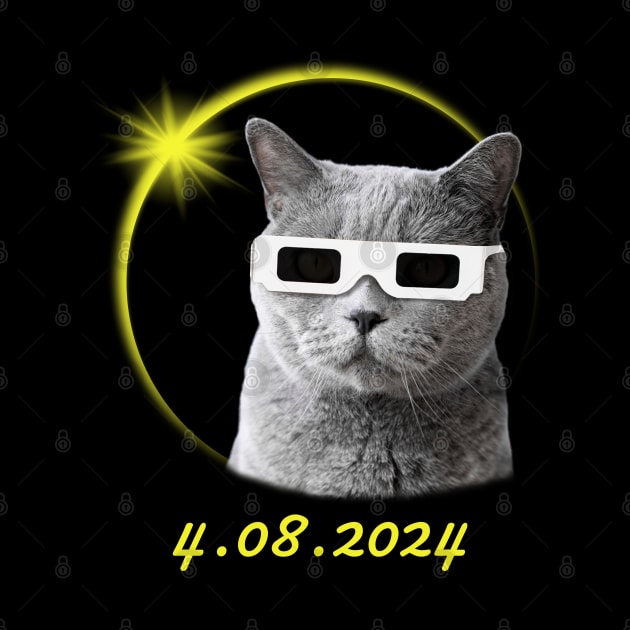 Total solar eclipse 2024 Cat Wearing Eclipse Glasses by Emma Creation