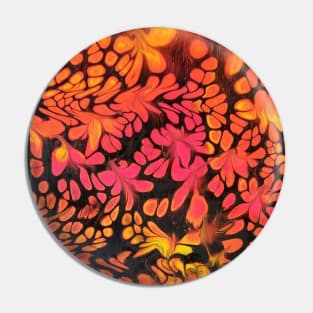 Orange Pink and Yellow Flowers on Black Pin