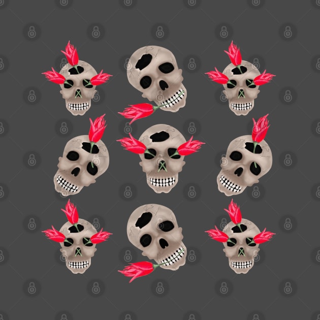 Skulls with flowers by KateQR