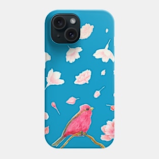 Cherry Blossom and Rose Finch Phone Case